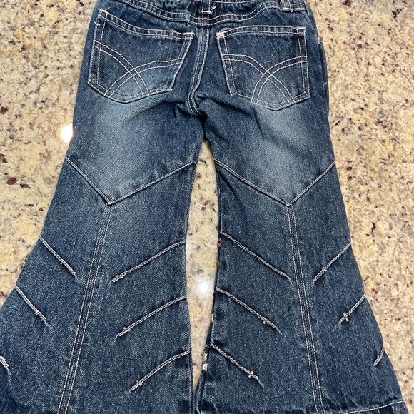 VINTAGE BARBIE Sz 2 T Bell Bottom Embroidered Denim Jeans - Picture 3 of 3